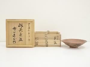 JAPANESE TEA CEREMONY / SHIGARAKI WARE FLAT TEA BOWL CHAWAN BY RAKUNYU HONIWA 